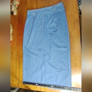 Hunt Club Light Wash 100% Cotton Denim Skirt Size 16 Straight Pencil Made In USA